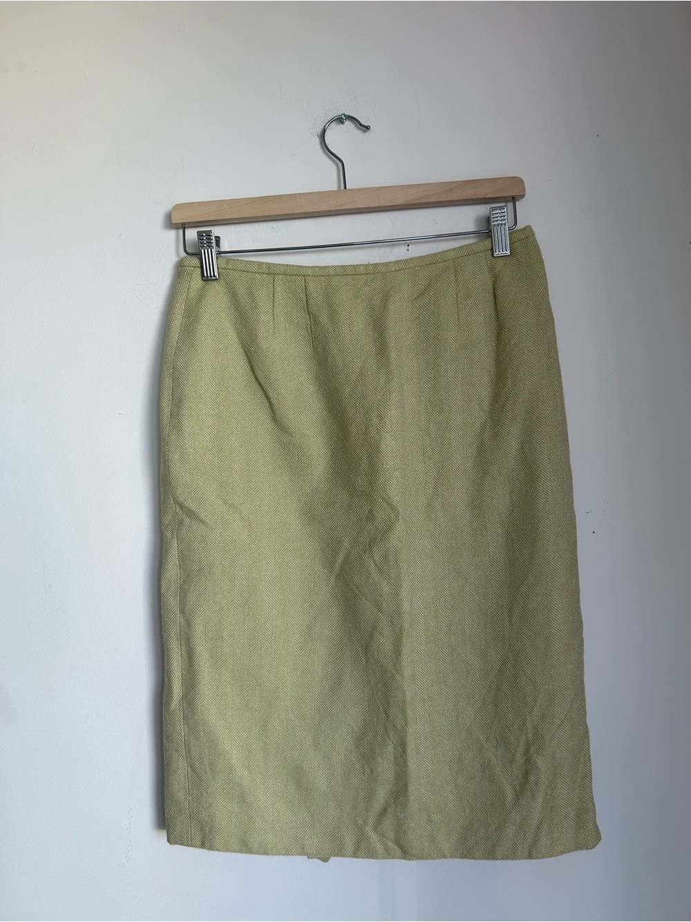 💚 Vintage Chartreuse Linen Pencil Skirt
